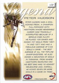 2002 Select AFL Exclusive SPX - Legend #LC2 Peter Hudson Back